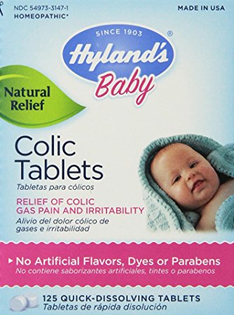 Hyland's Baby Colic Tablets, Natural Relief of Colic Gas Pain and Irritability, 125 Count