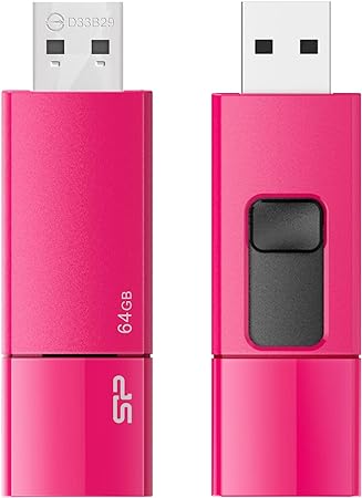 シリコンパワー USBメモリ 64GB USB3.0 スライド式 Blaze B05 ピンク SP064GBUF3B05V1H