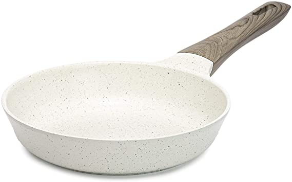 Ecolution Farmhouse Cast Aluminum, Durable Nonstick Coating, Even Heating, Dishwasher Safe, Soft Touch Handle, 8-Inch Fry Pan, Cream Speckle