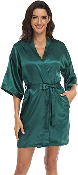 Women's Pure Short Silky Robes Bridesmaid Bride Party Satin Robes Sleepwear