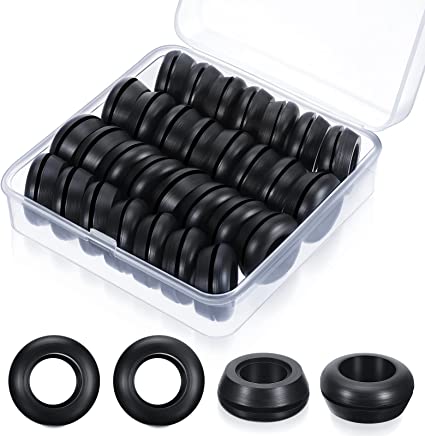 Outus 30 Pack Rubber Grommet with Storage Box, Waterproof Rubber Grommet Kit Rubber Gasket Hole Plug for Flow Hydroponic System, Rubber Bucket, Automotive, Cable, Plumbing (3/4 Inch)