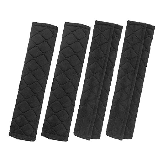 Seat Belt Covers Aitsite Universal Car Seat Belt Pads Cotton Plush Comfortable Safety Belt Strap Cover Shoulder Protector Cushion (4 Pack) (Tartan-Black)