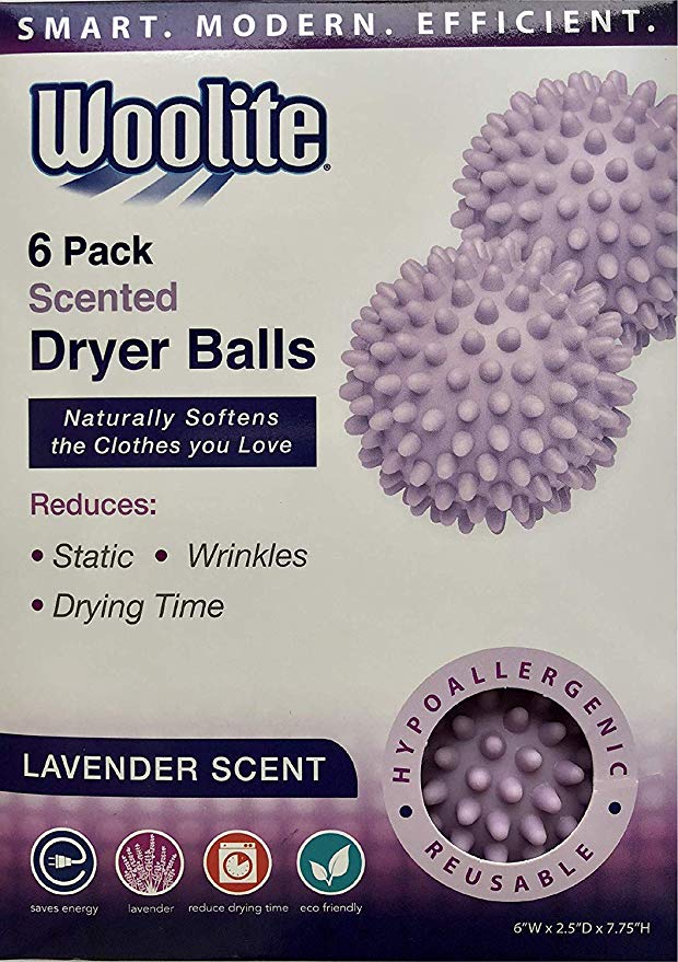 Woolite, 6 Pack Dryer Balls, Lavender Scent