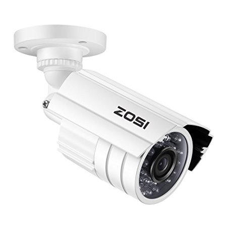 ZOSI 1.0MP HD 720p 1280TVL Bullet Outdoor/Indoor Security Camera (Quadbrid 4-in-1 HD-CVI/TVI/AHD/960H Analog CVBS),24PCS LEDs,65ft IR Night Vision, Weatherproof Surveillance CCTV Camera