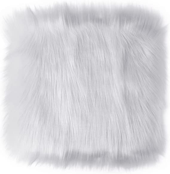 JIAKAI 12 Inches Mini Square Faux Fur Sheepskin Rugs,Fluffy Living Room Carpet Mini Small Size Fit for Photographing Background of Jewellery (Milky)