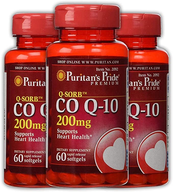 Puritan's Pride Q-Sorb Co Q-10 200 mg-60 Rapid Release Softgels - Pack of 3