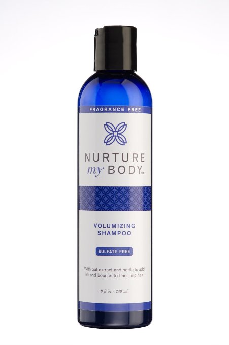 Nurture My Body Organic Volumizing Shampoo - 100% All Natural and Organic with Essential Oils - SLS Free - Best for Fine Hair and Safe for Color Treated Hair (Fragrance Free)