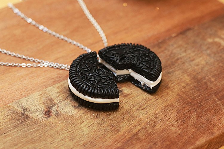 Oreo friendship cookie necklaces or keychains - birthday gift, food jewelry, friendship necklace, friend necklace, kawaii necklace, best friends