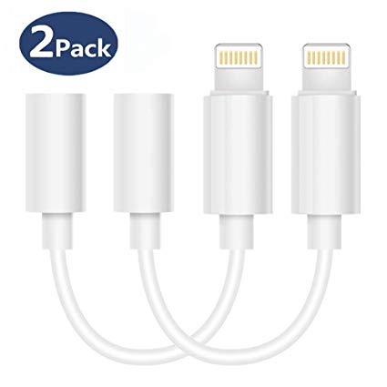 [MFi Certified] Lightning to 3.5mm Headphone Jack Adapter Dongle iPhone 8/8 Plus/iPhone X/iPhone 7/7 Plus iPod Touch iPad Lighting Earphone Connector Aux Audio Cable Support