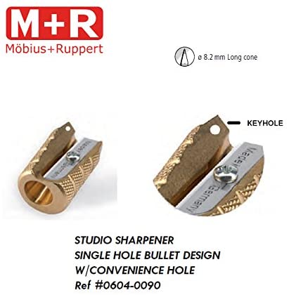 Mobius and Ruppert (M R) Bullet Shaped Brass Pencil Sharpener w Keyhole (0604-90)