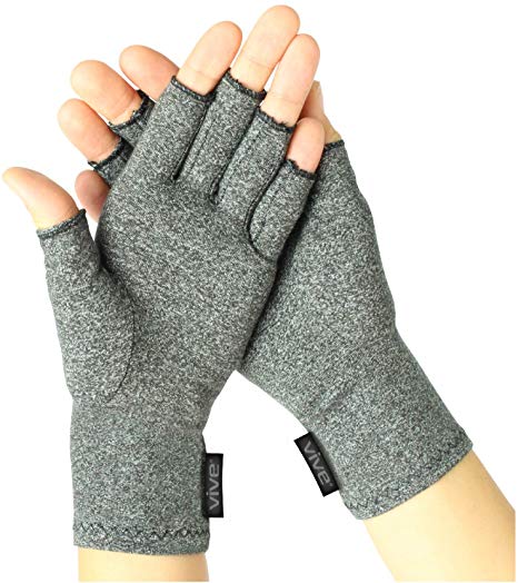 Arthritis Gloves by Vive - Compression Gloves for Rheumatoid & Osteoarthritis - Hand Gloves Provide Arthritic Joint Pain Symptom Relief - Men & Women - Open Finger (Medium)