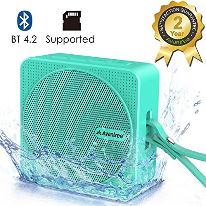 Avantree Bluetooth Shower Speaker 4.2, Portable Wireless Mini Speaker Supports Micro SD Card with Clear Sound, IPX6 Waterproof for Outdoor Sport Travel Hiking and Beach, 10 Hours Music Time – SP950 [1 Year Warranty]