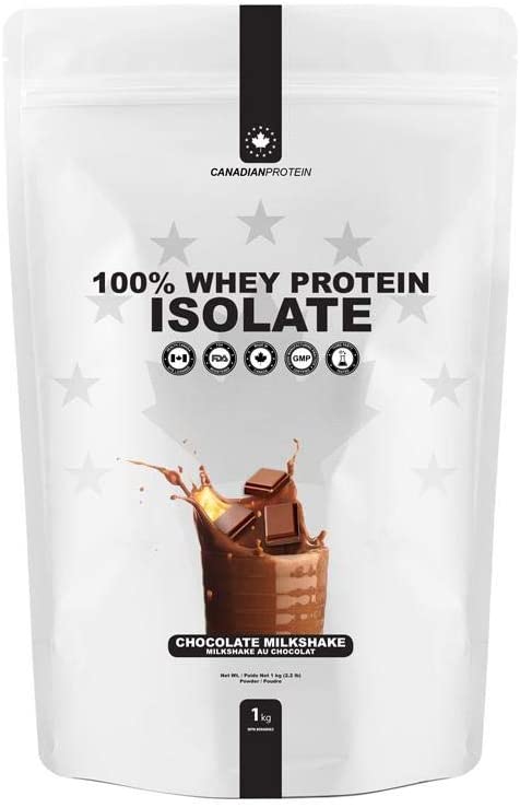 Canadian Protein 100% Whey Isolate 27g of Protein | 1 kg of Chocolate Milkshake Flavoured Low Carb Keto Friendly Workout Recovery Drink | Protein Powder Rich in BCAA Amino Acids