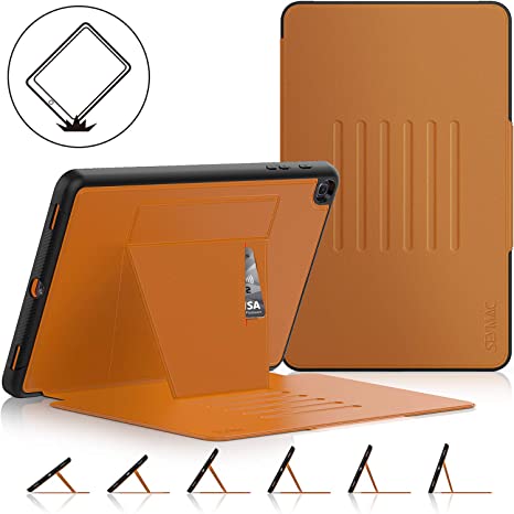 Galaxy Tab A 10.1 Case, Shockproof Magnetic Auto Adsorb Stand Cover with Multi-Angle [Card Slot] Feature for Samsung Galaxy Tab A 10.1 SM-T510/T515/T517 2019 Released (Black/Orange)