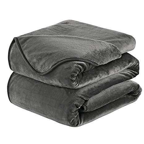 Soft Blanket Queen Size Fleece Warm Fuzzy Throw Blankets For The Bed Sofa Lightweight 350GSM HOZY Dark Grey 90"90"
