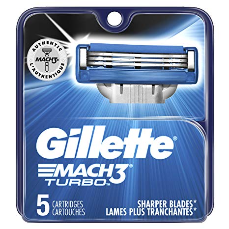 Gillette Mach3 Turbo Men's Razor Blade Refills, 5 Count, Mens Razors / Blades