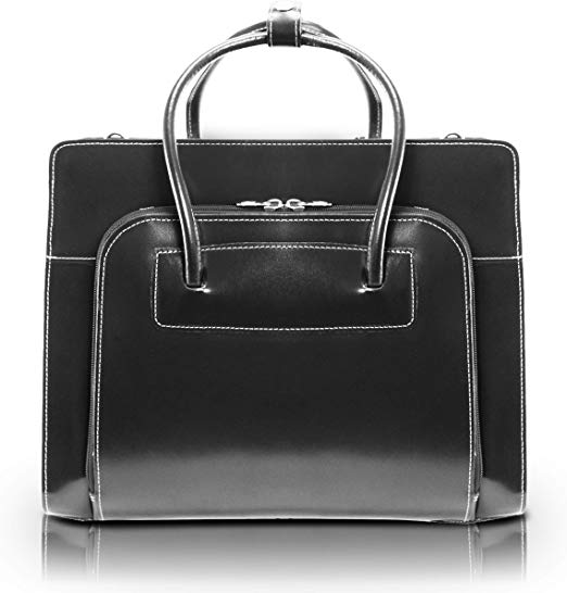 McKlein, W Series, Lake Forest, Top Grain Cowhide Leather, 15" Leather Ladies' Laptop Briefcase, Black (94335)