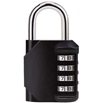 Sunerly Combination lock, 4 Digit Anti Rust Padlock, Security Padlock, Mental and Plated Steel, Weather Proof Design for School Gym Locker, Sports Bag, Filing Cabinets, Toolbox, Case etc.