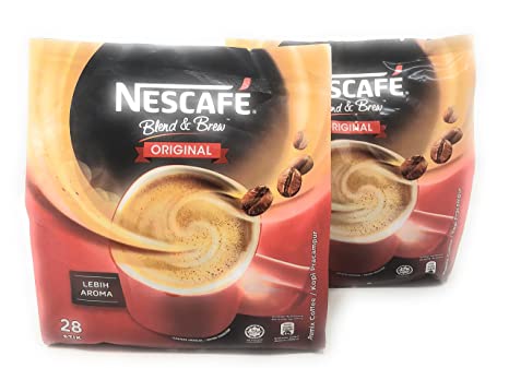 Nescafé 2 Packs 3-in-1 Original Premix Instant Coffee Single Serve Packets Total 56 Sticks