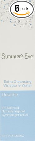 Summer's Eve Douche Extra Cleansing Vinegar & Water 4.5 Fl Oz /133 Ml (Pack of 6)