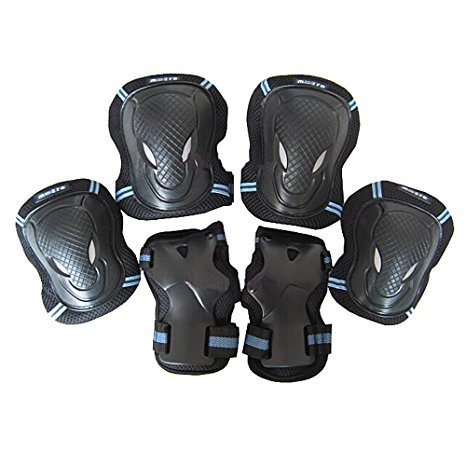 Leadpo Adult / Child Black Blue Color Knee Pads Elbow Pads Wrist Guards 3 In 1 Protective Gear Set For Multi Sports Outdoor Activities Mountain Bike Elbow Pads