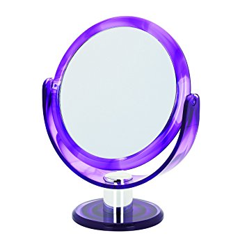 17cm Swirl Round Vanity Mirror x 10 mag/true image, Purple