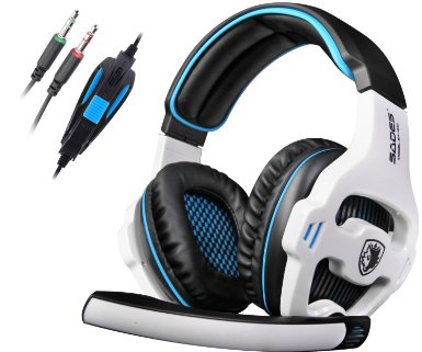 SADES SA810 3.5mm Stereo PC Gaming Headset Headphones with Mic for PC/Laptop(White)