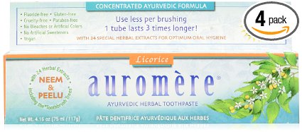 Auromere Herbal Toothpaste, Original Licorice, 4.16-Ounces (Pack of 4)