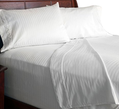 Lavish Home 300 Thread Count Cotton Sateen Sheet Set, King, White