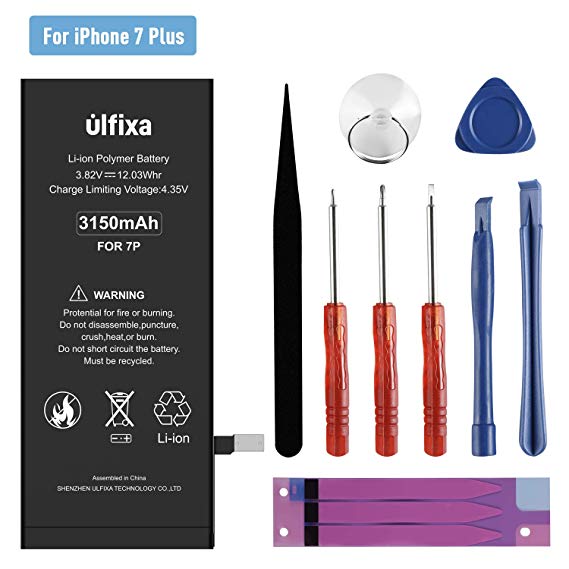 Ulfixa Battery Replacement for iPhone 7 Plus with Repair Tools Kit, IP 7P Replacement Battery Kits 3150 mAh New 0 Cycle Battery for IP 7 Plus Only
