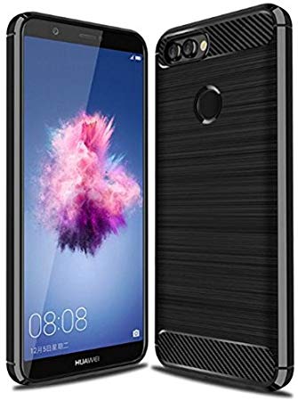 SDTEK Case for Huawei P Smart (2017/2018) Carbon Fibre Lightweight Slim Shockproof Silicone TPU Cover for Huawei P Smart (2017/2018) (Black)