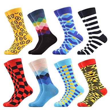 WeciBor Men's Colorful Funny Novelty Crazy Combed Cotton Casual Socks Packs