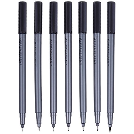 Lictin Pack of 7 Black Waterproof Fine Liner Pen, Fine Line Pen, Line Maker Sketching Drawing Pen