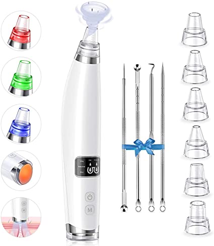 BESTOPE Blackhead Remover Vacuum Professional Pore Cleaner, Electric Acne Extractor with Hot Compress & Vibration Import, USB Rechargeable Blackhead Remover Tool Kit with 3 Modes 6 Suction Probes