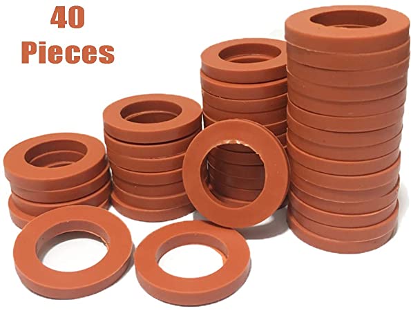 KUANSHENG Garden Hose Washers Rubber Washers Seals 40 Pieces Red Fitting for Standard 3/4" Garden Hose and Water Faucet