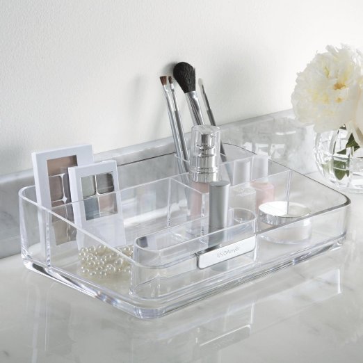 U.S. Acrylic Signature Collection | Large Makeup Organizer with Removable Compartment