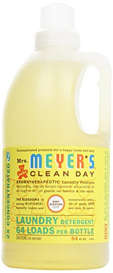 Mrs. Meyer's Clean Day 2x HE Liquid Laundry Detergent, Baby Blossom, 64 Ounce Bottle