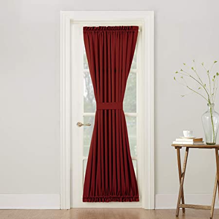 Sun Zero 53309  Barrow Energy Efficient Door Panel Curtain with Tie Back, 54" x 72", Brick Red