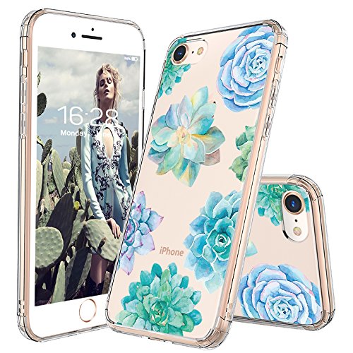 iPhone 7 Case, iPhone 8 Clear Case, MOSNOVO Tropical Succulents Clear Design Transparent Printed Plastic Hard Case with TPU Bumper Protective Case Cover for Apple iPhone 7 (2016)/iPhone 8 (2017)