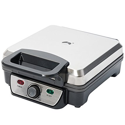 Ovation 1200W Non Stick Stainless Steel 4 Slice Belgian Waffle Maker with Adjustable Temperature Control