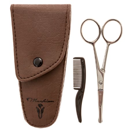 Round Tip Facial Hair Scissors with Comb & Pouch for Safe Nose Hair, Ear Hair, Kids Hair & Pet Grooming, Sharpness and Stainless Steel Give These Scissors Durability That Will Last, Order Your's Now!