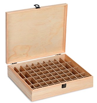 Aromatree Essential Oil Carrying Case - Large Wooden Box Storage Organizer 68 Slots - Holds 56x 5/10/15ml Bottles, 12x 10ml Rollers - Aromatherapy Oils Travel Display Presentation Case   Starter Pack