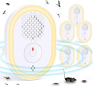 Repellente ad Ultrasuoni per Topi 6 Pack, Repellente Ultrasuoni Anti Topi Antizanzare Ultrasuoni Elettrico Anti Insetti Ratti, Zanzare, Ragni, Parassiti, Scarafaggi, Formiche, Sicuro verde e innocuo