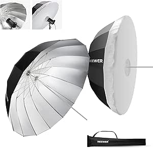 NEEWER 41"/104cm Parabolic Reflective Umbrella Photography with Silver Inner, Soft Lighting with Diffuser Cover, Bag, Quick Fold for Camera Photo Studio Video Light Shooting Monolight Flash, NS1U