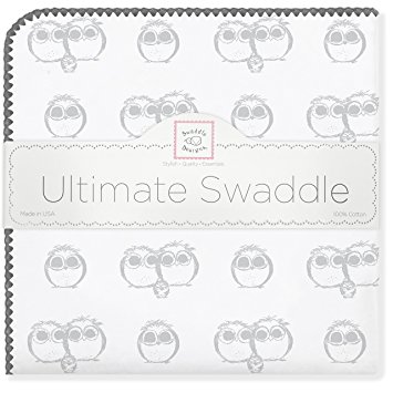SwaddleDesigns Ultimate Receiving Blanket, Sterling Owls