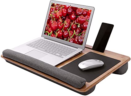 NXN-HOME Lap Desk, Portable Laptop Desk with Pillow Cushion, Fits up to 15.6 inches Laptop Desk, Built in Mouse Pad & Wrist Pad for Notebook, Tablet, Laptop Stand with Tablet & Phone Holder
