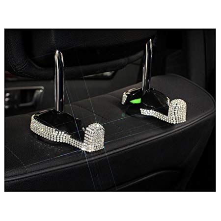 LuckySHD Car Back Seat Hidden Hook Headrest Hanger with Bling Diamond