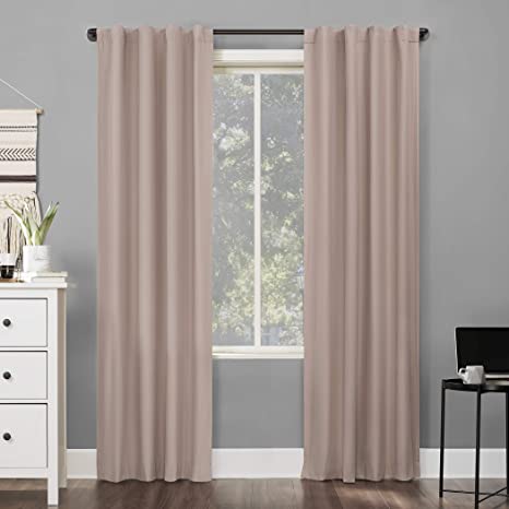 Sun Zero Cyrus Thermal 100% Blackout Back Tab Curtain Panel, 40" x 84", Blush Pink