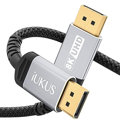 IUKUS 8K DisplayPort Cable 1.4, DP to DP Cable [8K@60Hz, 4K@144Hz,1080p@240Hz] Display Port Cord for Odyssey G9 CHG90, PC, Laptop, TV Gaming Monitor (1M/3FT, Grey, 1)