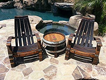 2 Wine Barrel Adirondack Chairs and side table